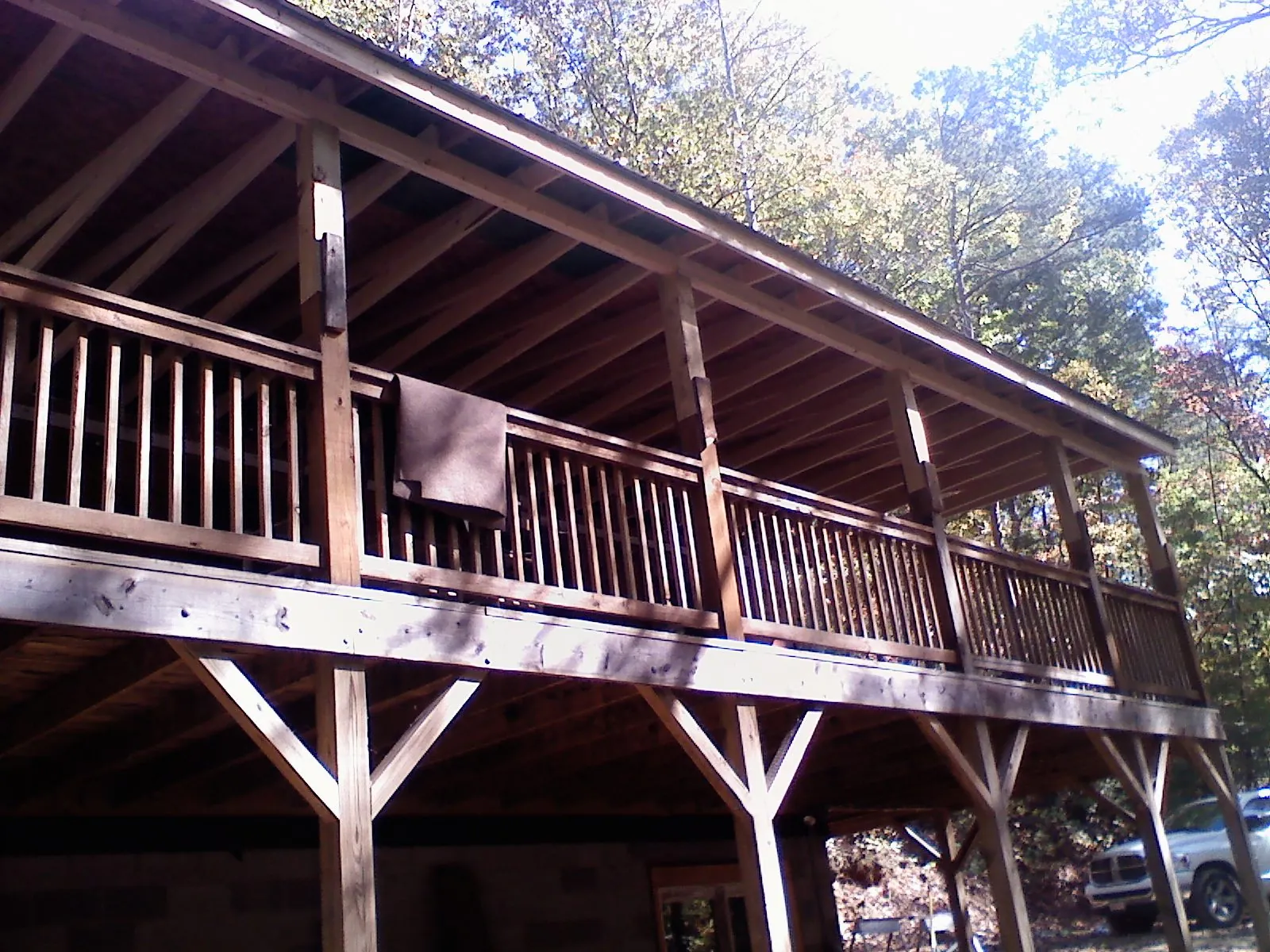 Timber framing under a new elevated porch and deck — Roof Leak Repair in Cranston by Roofing Brothers